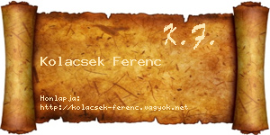 Kolacsek Ferenc névjegykártya